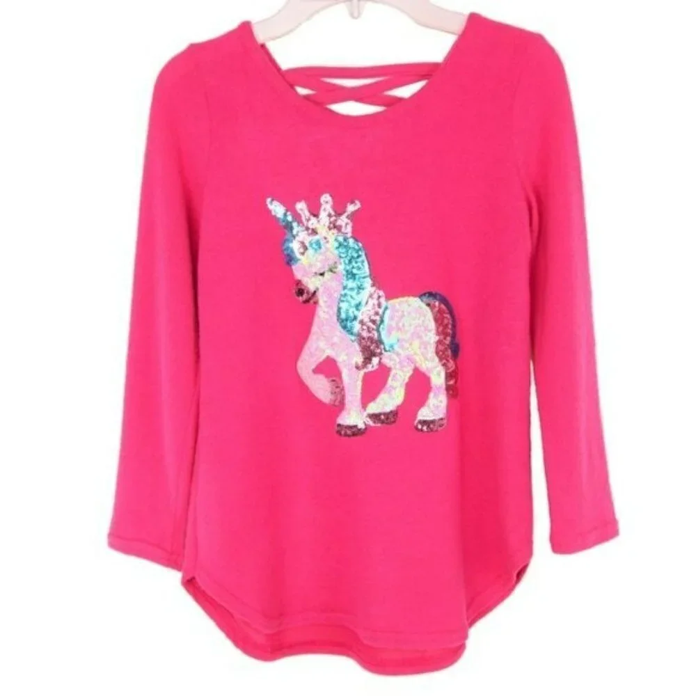 NWT Poof Girl Super Soft Cotton Blend Sequin Unicorn Sweater Top